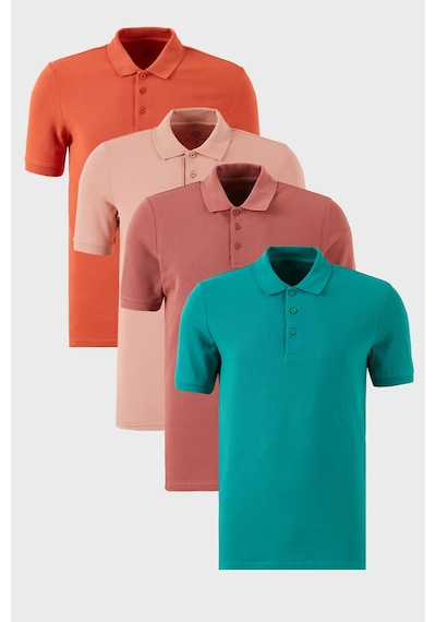 Buratti Pamuklu Regular Fit Düğmeli Polo Yaka 4'Lü Paket Erkek T Shirt 5902127S4 Tarçın-Pudra-Benetton-Gül