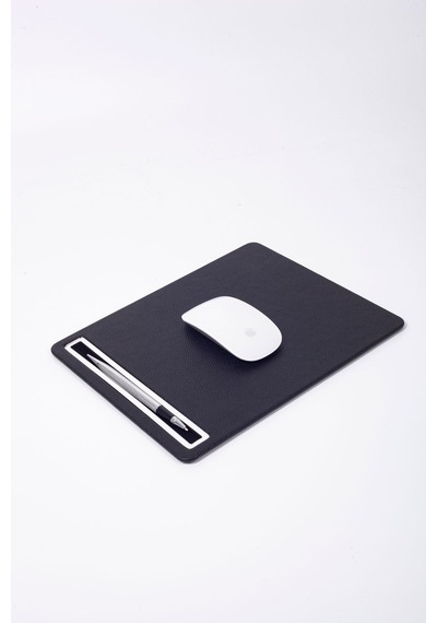 Turgut Office Deri Mousepad Siyah Krom Detaylı