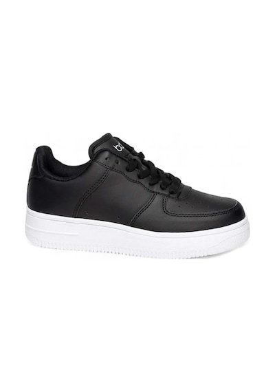 Best Of 042-26 Deri Anatomik Bağcıklı Erkek Sneaker Siyah Beyaz Siyah