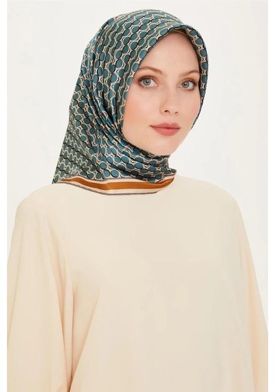 Armine İpek Eşarp 2025 Kış - 9226-35 Mavi Kahve Twill Mavi 05