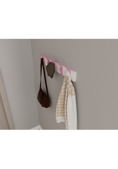 Hepsi3boyutlu Modern Duvar & Kapı Kanca Askılık - 5 Adet Pembe Kanca Askılık - Model No : 3 Pembe