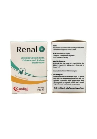 Candioli Renal P 70 G Kedi & Köpek İçin Kronik Böbrek Yetmezliği & Fosfat Dengesi Tozu