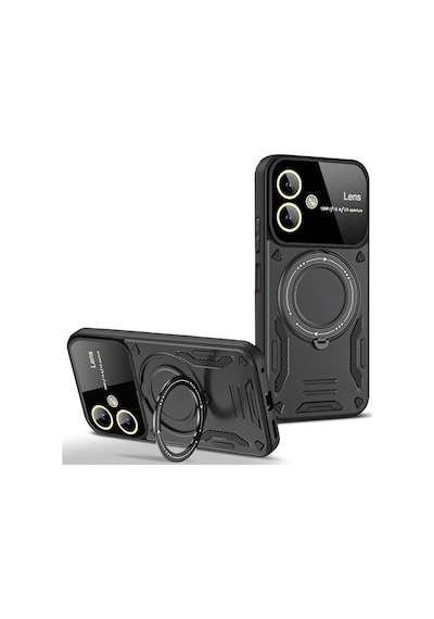 Samsung Galaxy A05 Uyumlu Kılıf Joy Lens Standlı Kapak - Siyah