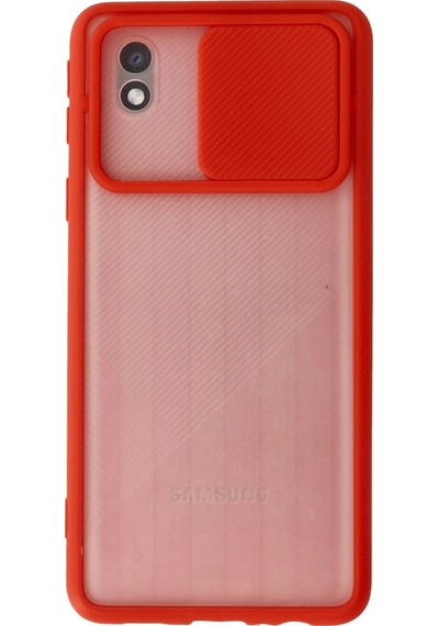 Galaxy A01 Core Kılıf Palm Buzlu Kamera Sürgülü Silikon - Kırmızı