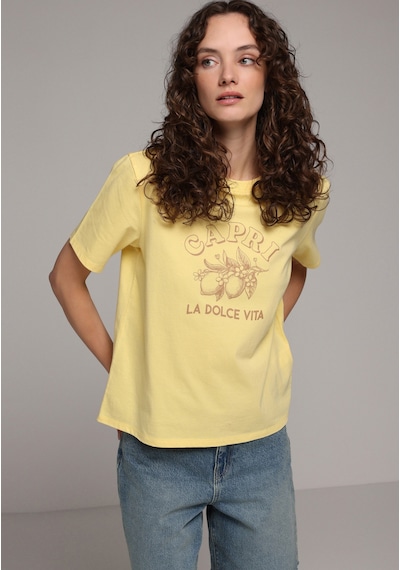 Colin's Colins Regular Fit Yuvarlak Yaka Baskılı Kadın Sari Kısa Kol Tişört Cl1078899 Q1.v2 Ylw Sarı