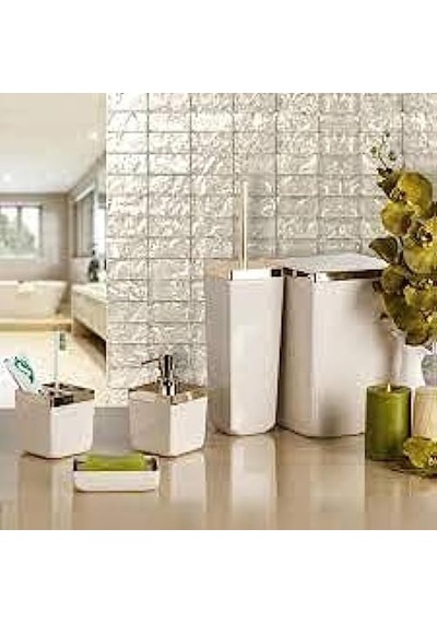 Banyo Seti Bej Altın Çerçeve 5'li M-sas01-09a 6998