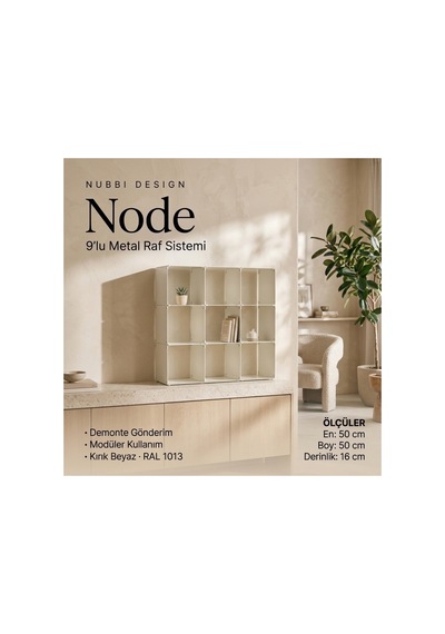 Node 9'lu Modüler Metal Açık Raf Ünitesi Çok Amaçlı Küp Kitaplık 50x50 Cm Krem - 944249484 Krem Node 9'lu Modüler Metal Açık Raf Ünitesi Çok Amaçlı Küp Kitaplık 50x50 Cm Krem - 944249484 Krem