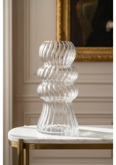Aura Boğum Cam Vazo - 30 Cm Şeffaf