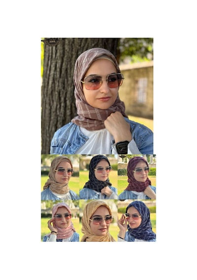 Aldaıyr 7 Adet - Jakarlı Caz Eşarp 120 X120 Pamuk Çok Renklij07-3