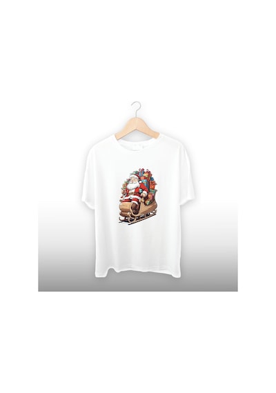 Noel Baba Hediyeleri Detaylı Unisex Tişört Beyaz