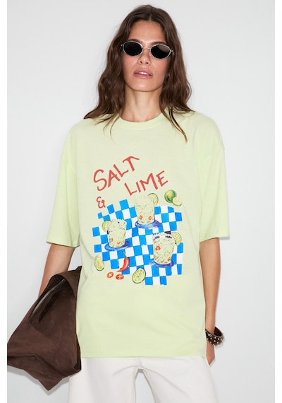 Grımelange Nıtza Kadın %100 Pamuk Oversize Bisiklet Yaka Mint Yeşil T-shirt Mint Yeşili Grımelange Nıtza Kadın %100 Pamuk Oversize Bisiklet Yaka Mint Yeşil T-shirt Mint Yeşili