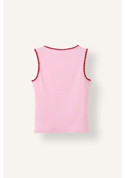 Defacto Slim Fit Yuvarlak Yaka Kontrast Şerit Detaylı Ribana Atlet F6276ax26smpn205 Pembe-pn205