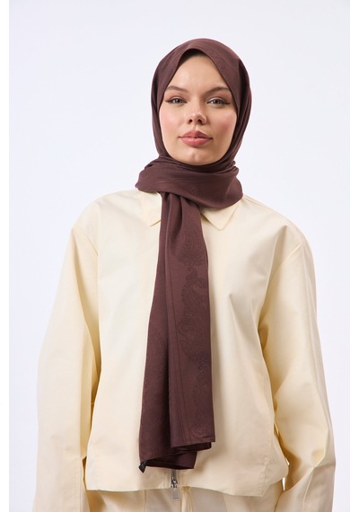 Mirsoy Scarf Zerafet Desen Şal Acı Kahve