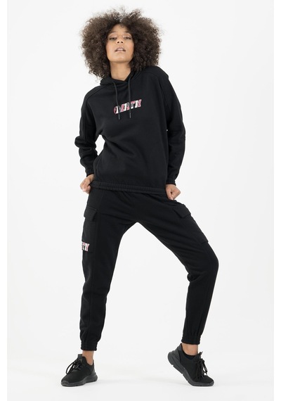Maraton Sportswear Comfort Kadın Kapşonlu Uzun Kol Basic Siyah Sweatshirt 22973-siyah Siyah