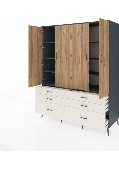 Kronos Gardrop 8 Raflı 6 Çekmeceli 4 Kapaklı 176x59x221 Antrasit-çam/aytaşı Çam/aytaşı Kronos Gardrop 8 Raflı 6 Çekmeceli 4 Kapaklı 176x59x221 Antrasit-çam/aytaşı Çam/aytaşı