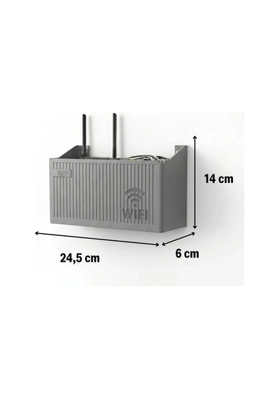 Buffer Duvar Tipi Wi-fi Modem Saklama Kutusu Gri Kablo Düzenleyici Router Raf Organizer