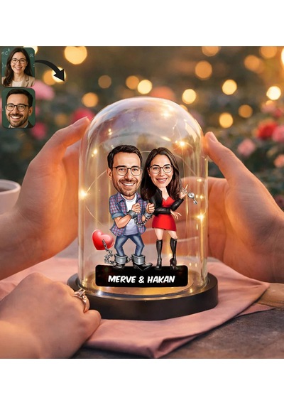 Bk Gift Kişiye Özel Sevgiliye Karikatürlü Led Işıklı Cam Fanus Biblo -9, Romantik Hediye, Ev Hediyesi, Sevgiliye Hediye Kobitmeyencom36858 Bk Gift