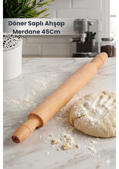 Döner Saplı Ahşap Merdane 45cm