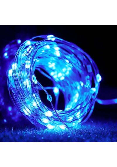 Dekor Düğün Işıkları Mavi Pilli Led Işık Mavi 10 Metre Led Işık Mavi Pilli Işık Blue Led Light Mavi