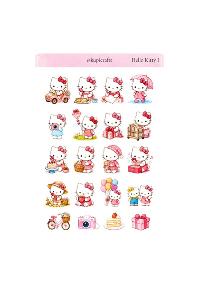 2 Sayfa Hello Kitty Sticker Seti- Hello Kitty 0
