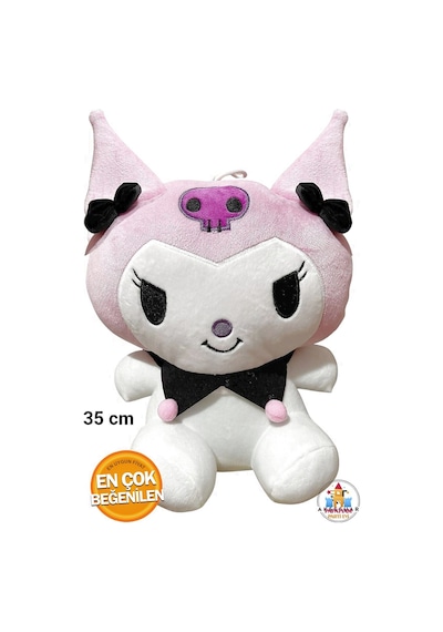 Yumuşak Pembe Kuromi Peluş Oyuncak - Büyük Boy 35 Cm Kawaii Karakter Pembe
