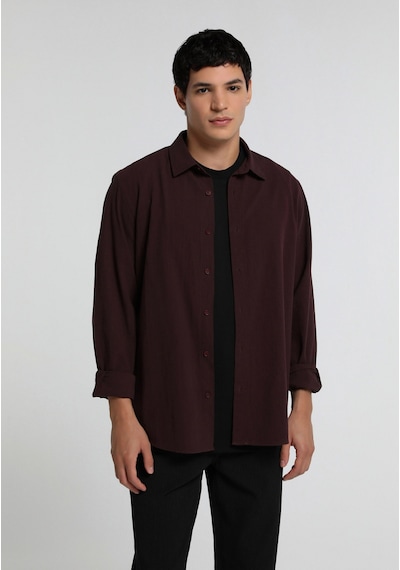 Colin's Colins Regular Fit Shirt Neck Düz Erkek Bordo Uzun Kol Gömlek Cl1081843 Q1.v1 Brd