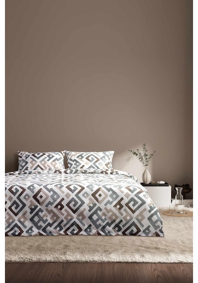 Cotton Collection Kışlık Pazen Çift Kişilik Nevresim Seti Geo Harmony Renkli