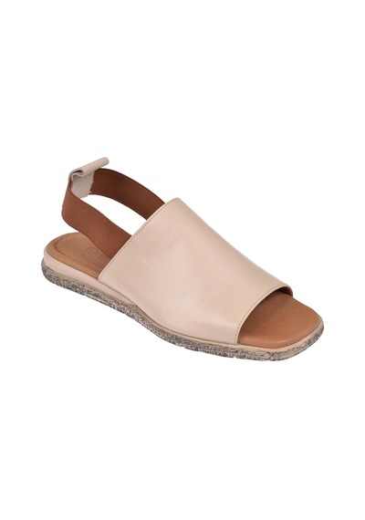 Pullman Hakiki Deri Lastikli Kadın Sandalet Bel-744 Bej Bej
