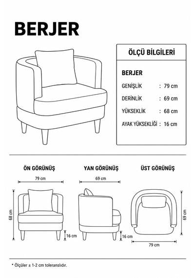 Vales Tekli Koltuk Berjer Yeşil Beyaz