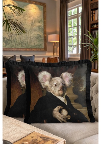 Avangart Portre Lüx Saçaklı Yastık Kılıfı-koala Figür Siyah Vintage Modern Püsküllü Kırlent Kılıfı Toprak Ada Yeşili Avangart Portre Lüx Saçaklı Yastık Kılıfı-koala Figür Siyah Vintage Modern Püsküllü Kırlent Kılıfı Toprak Ada Yeşili