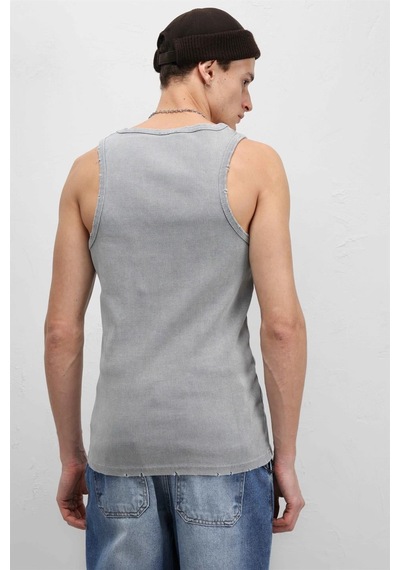 Vamos Yıkamalı Tank Top Kaşkorse Atlet Gri