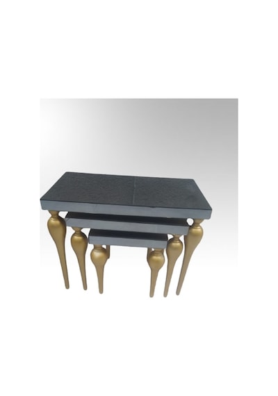 Zigon TOMBUL ayak Model Kayın Torna MDF tabla Parlak gold Boya İskelet Füme cam Kaplama El Yapım