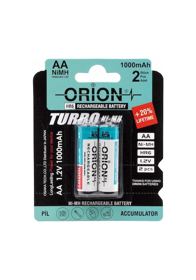 Orion 1000 mAh 1.2 V AA Ni-Mh Şarj Edilebilir Kalem Pil 2'li