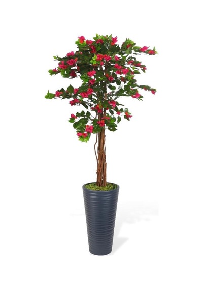 Yapay Ağaç Antrasit 57cm Kumsal Vazoda Begonvil Ağacı Fuşya Bodrum Çiçeği 180cm