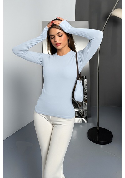 Balenbi Kadın Buzzy Parmak Geçmeli Bisiklet Yaka Basic Body 1130 Mavi
