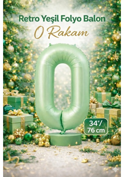 Yeşil 0 Rakam Folyo Balon 76cm Yeşil