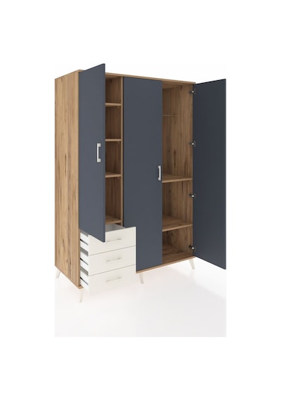 Kronos Dolap 6 Raflı 3 Çekmeceli Tek Askılı 132x59x195 Çam-an... Çam