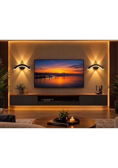 Modern Dekoratif 3 Yukarı 1 Aşağı Işık İzli Duvar Aplik - 3000k Günışığı 24w Ledli Dış/iç Mekan Aplik,ledli Lamba,led Lamba,duvar Aydınlatma