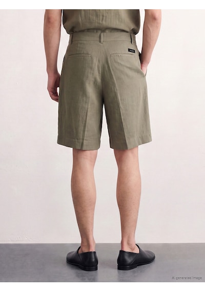 Lc Waikiki Lc Waıkıkı Haki Loose Fit Keten Görünümlü Erkek Şort