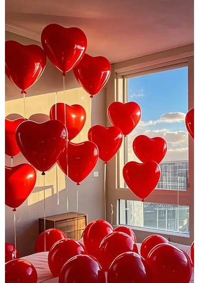Beysüs Kalpli Kırmızı Lateks Balon 10 Adet Kırmızı