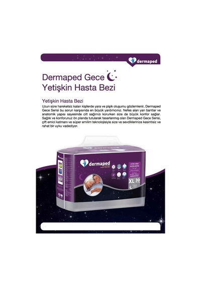 Dermaped Gece Bel Bantlı Yetişkin Hasta Bezi 85-125 CM M 30'lu