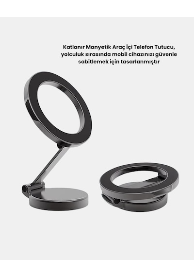 Mey İthalat Manyetik Katlanabilir Araç Telefon Tutucu Magsafe Uyumlu, 360 Ayarlanabilir, Güçlü Mıknatıs