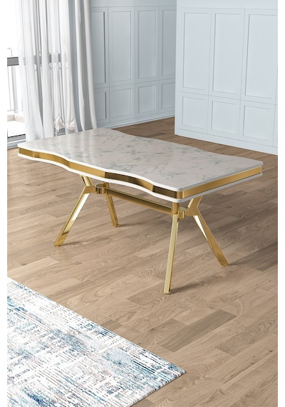 Canisa Vae Serisi 90x160 Lak Panel Beyaz Mermer Desen Gold Ayak Mutfak Masası Beyaz Mermer Desen Masa Ayaklar Gold Canisa Vae Serisi 90x160 Lak Panel Beyaz Mermer Desen Gold Ayak Mutfak Masası Beyaz Mermer Desen Masa Ayaklar Gold