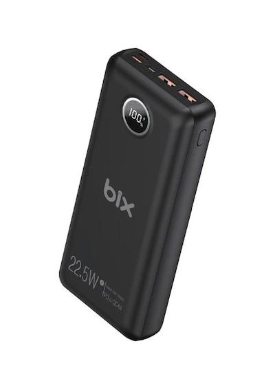 Bix Pb201 Üç Portlu 20000mah 22.5w Hızlı Şarj 4.0 Pd Giriş/çıkışlı Led Göstergeli Powerbank Siyah Siyah