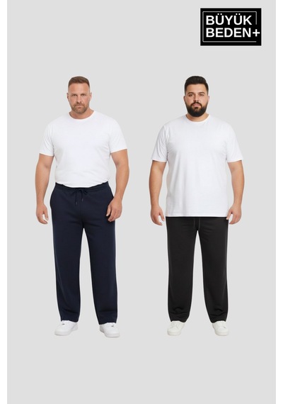 Süperlife Erkek Büyük Beden Paça Reçme İnce Eşofman Altı 2 Li Set Rahat Kalıp Spr26bea952+2 Lacivert