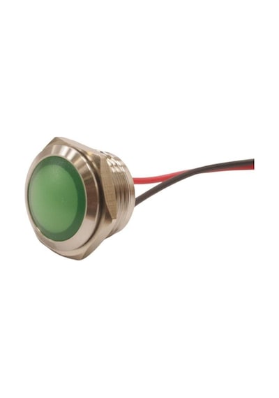 Motorobit 16L-P1 16Mm 12-24V Kablolu Metal Sinyal Lambası - Yeşil