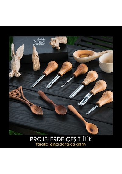 Beavercraft Sc05 6 Parça Avuç İçi Iskarpela Seti Ahşap Oyma Bıçak Keski Takımı