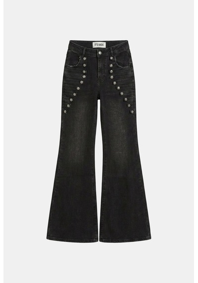 Kadın Siyah Flare Fit Özel Tasarım Denim Jean
