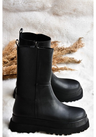 Fox Shoes Siyah Kalın Tabanlı Kadın Bot J267063109 Siyah