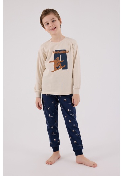 Arnetta Erkek Çocuk Krem Pijama Takımı Ar3516-c-v2